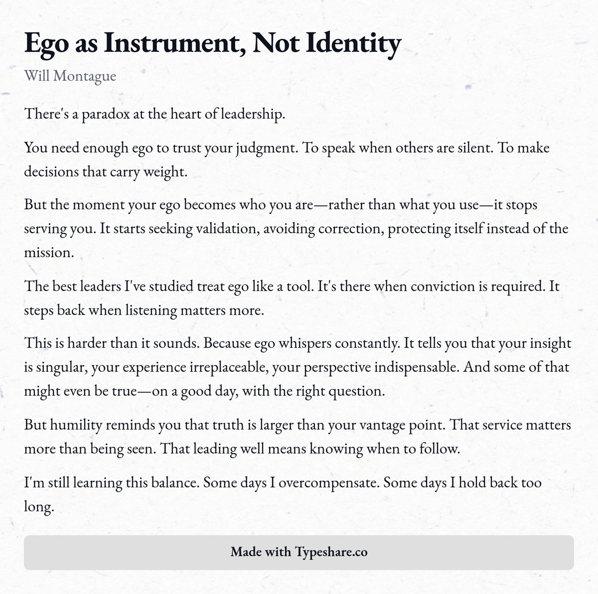 PathTo99th's tweet photo. Ego is useful.
Until it starts using you.
Lead with it when conviction matters.
Set it down when listening matters more. https://t.co/GS9f6xDPEi