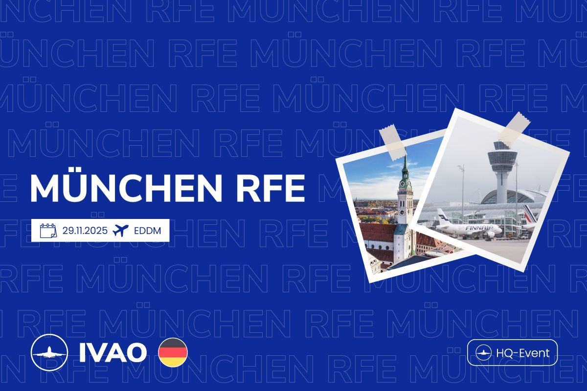Nächsten Samstag noch Zeit? 👀 
Das kann gar nicht sein, denn zwischen 08z - 20z findet das München RFE statt! Bucht euch die noch verbleibenden Flüge. ✈️  Wir freuen uns auf Euch! 🥨 
#IVAO #IVAOGermany #VirtualAviation #FlyingTogehter #Aviation #Pilot #Lotse #ATC #EDDM #München