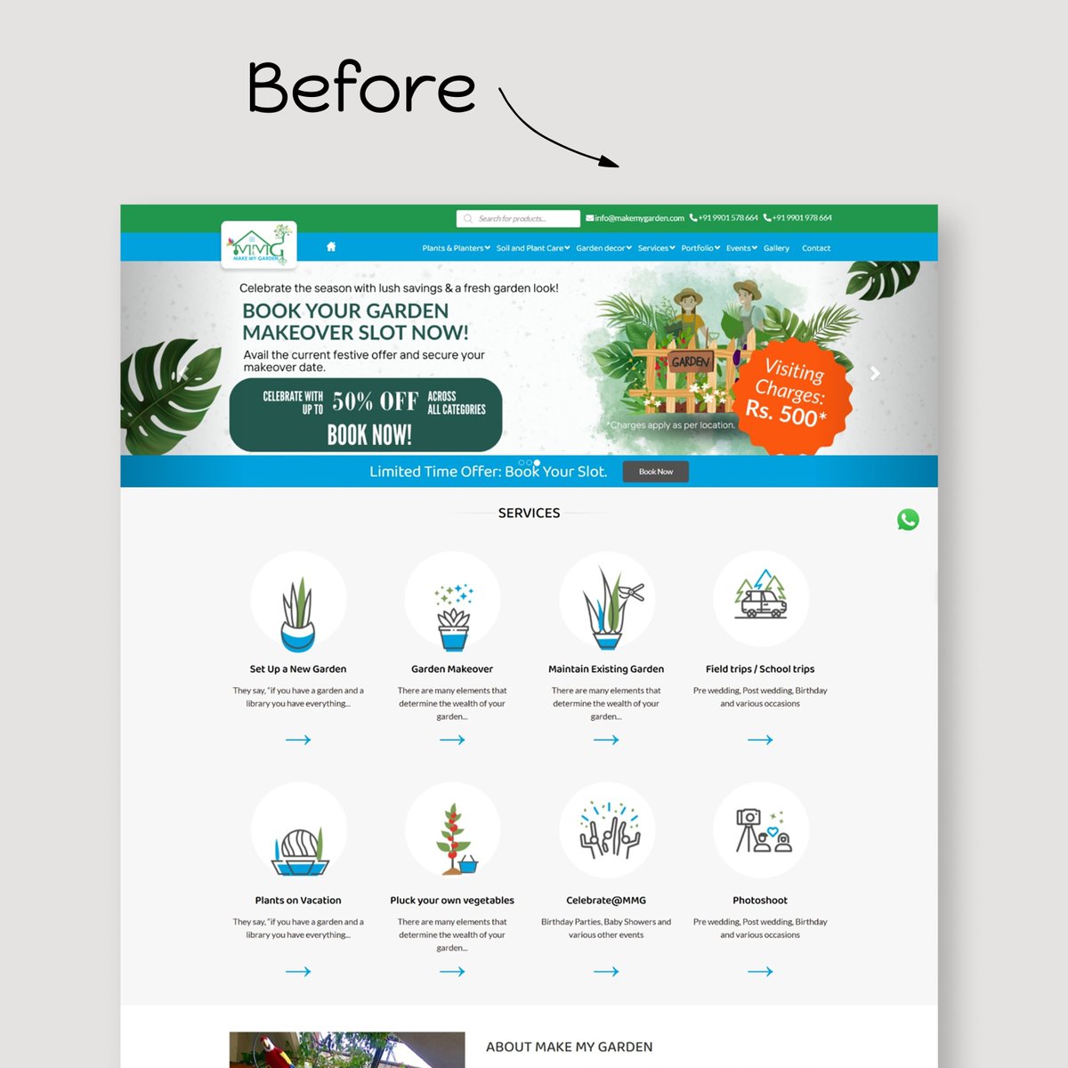 ArjunaCode's tweet image. I redesign @makemygarden website. I want your feedback. #FullStack #Frontend 

@sheryians_  @ankurdotio @harshbhaiyaa @masterdhanesh_