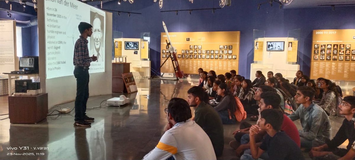 RSCRajkot's tweet image. 🇳🇱📚 Celebrating Simon van der Meer’s birth anniversary at #RSCRajkot! 🎉 A special documentary screening &amp;amp; info. session for his # work on *W &amp;amp; Z particles* was held. Students gained insights into his pivotal role in particle #Physics! ⚛️👨‍🔬 #SimonVanDerMeer