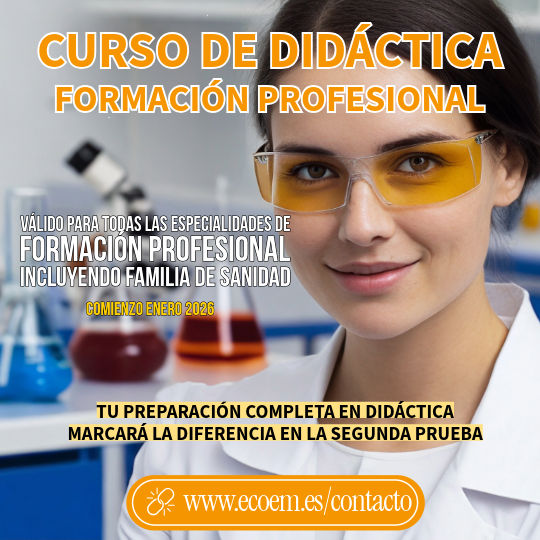ecoem_sa's tweet image. #Cursos de #Didáctica para las #oposiciones2026 a los cuerpos de #profesores de #enseñanzasecundaria y #formaciónprofesional, también para todas las especialidades de la #familiasanidad. ¡Comenzamos en enero de 2026! Solicita información en ecoem.es/contacto