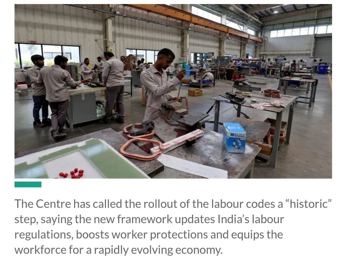 PremRaj81800354's tweet image. New labour codes: From wages to safety, what MSME workers will gain

Under the new rules, all #MSME #workers are now covered by the #SocialSecurityCode, with eligibility based on employee numbers.
