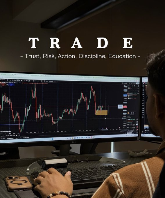 T.   R.   A.   D.   E.   =
Trust. Risk. Action. Discipline. Education.

This isn’t just a chart :  it’s a MINDSET!

Master these 5, and trading stops being random.
It becomes calculated. Repeatable. Profitable.

Which one do YOU need to work on most?👇
#trading
