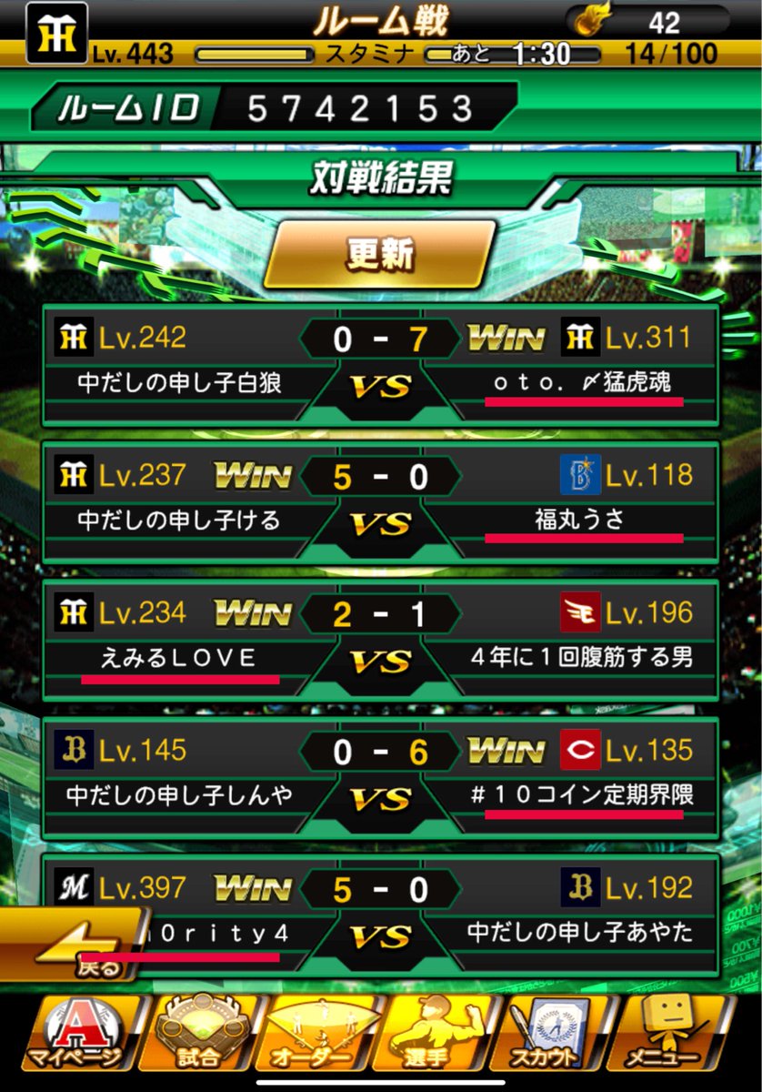 本日はキャバクラン様(<a href="/purosupikuran01/">キャバクラン</a>)と対抗戦をさせていただきました！
4勝1敗でGRADATI∞Nクランの勝利になりました！✨️
本日は岸辺くんの初参戦&amp;初勝利となりました！(๑˃̵ᴗ˂̵)و ﾖｼ!
個人的にラフくんの配信観れて良かったです^^

今日の格言
「スイちゃん福島から緊急帰国ありがとう！」