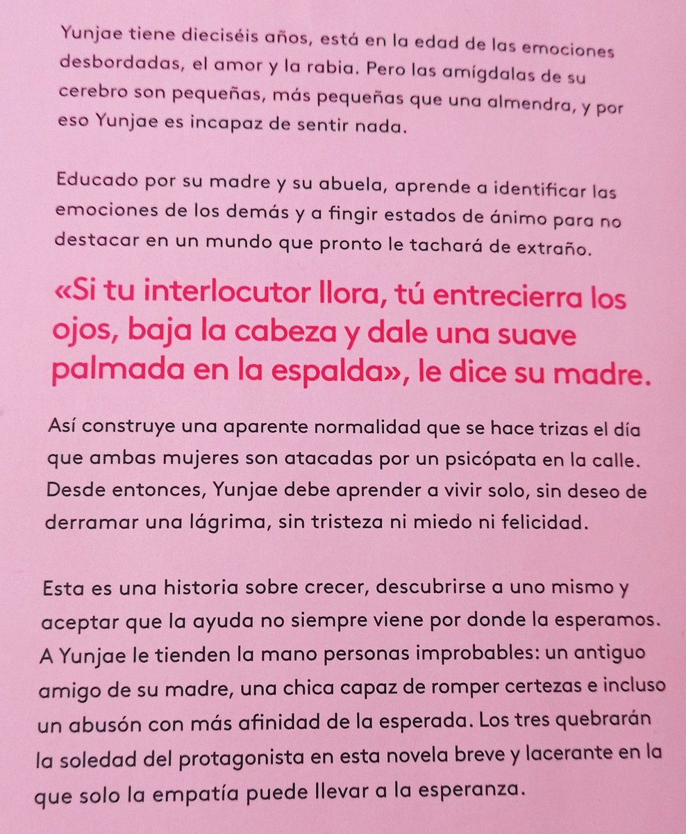sindarro's tweet photo. Libros que enganchan desde el principio. Es la hria de un joven con "alexitimia" que nos hace reflexionar cómo sentimos o tratamos a los demás. #alexitimia #WonPyungSohn #Almendra @temasdehoy #SunmeYoon https://t.co/IcBPIuTLeq