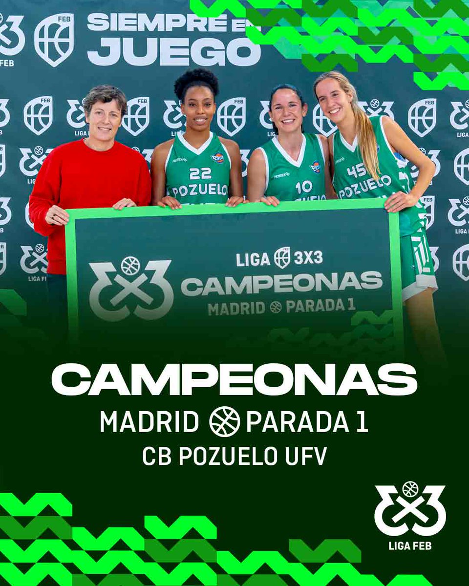 Ya son HISTORIA ‼️

Primeros CAMPEONES de la nueva #Liga3x3FEB 🏆

🏆 Parada 1⃣ Madrid
⛹️‍♂️ <a href="/basquetsareal/">basquetsareal</a> 
⛹️‍♀️ <a href="/cbpozuelo/">CB Pozuelo</a>