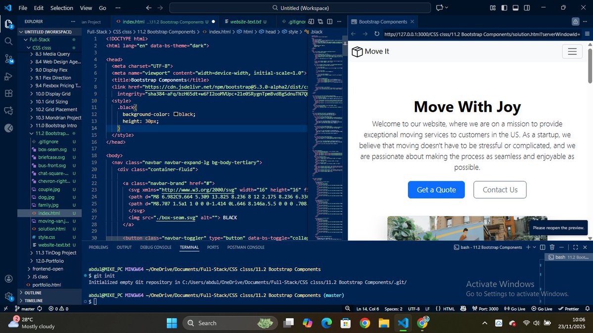 abdoul_black_95's tweet image. Built a clean, responsive hero section today using Bootstrap 5 — navbar, buttons, layout utilities, and a touch of custom CSS.

Bootstrap really makes UI development fast and structured. 🔥

github.com/blackabdoul/bo… 🚀

#Bootstrap #FrontendDev #WebDev #CodingJourney #HTML #CSS