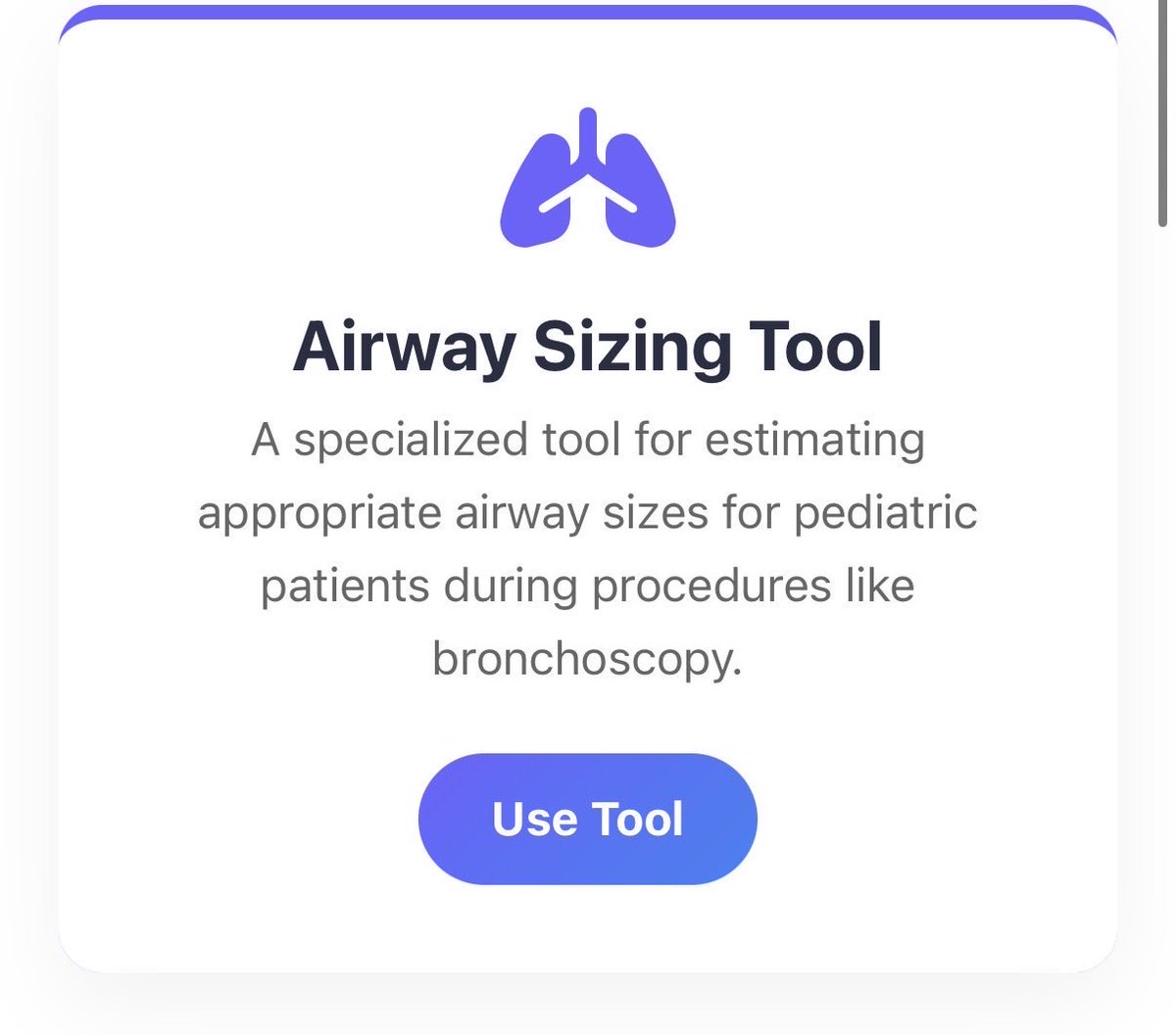_DrAli's tweet image. اكثر اداه اشتغلت عليها airway sizing 

فائدتها لو كان عندك حالة طارئة bronchoscopy or Oesophagoscope
Or any airway 

وتحتاج تجهز أدواتك تحط عمر المريض او الوزن ويطلع لك pdf وترسله للنيرس او الطبيب المساعد  فيه كل الأدوات اللي تحتاجها 

يحتاج تحسين في الأيام الجاية من نواحي عدة بس…