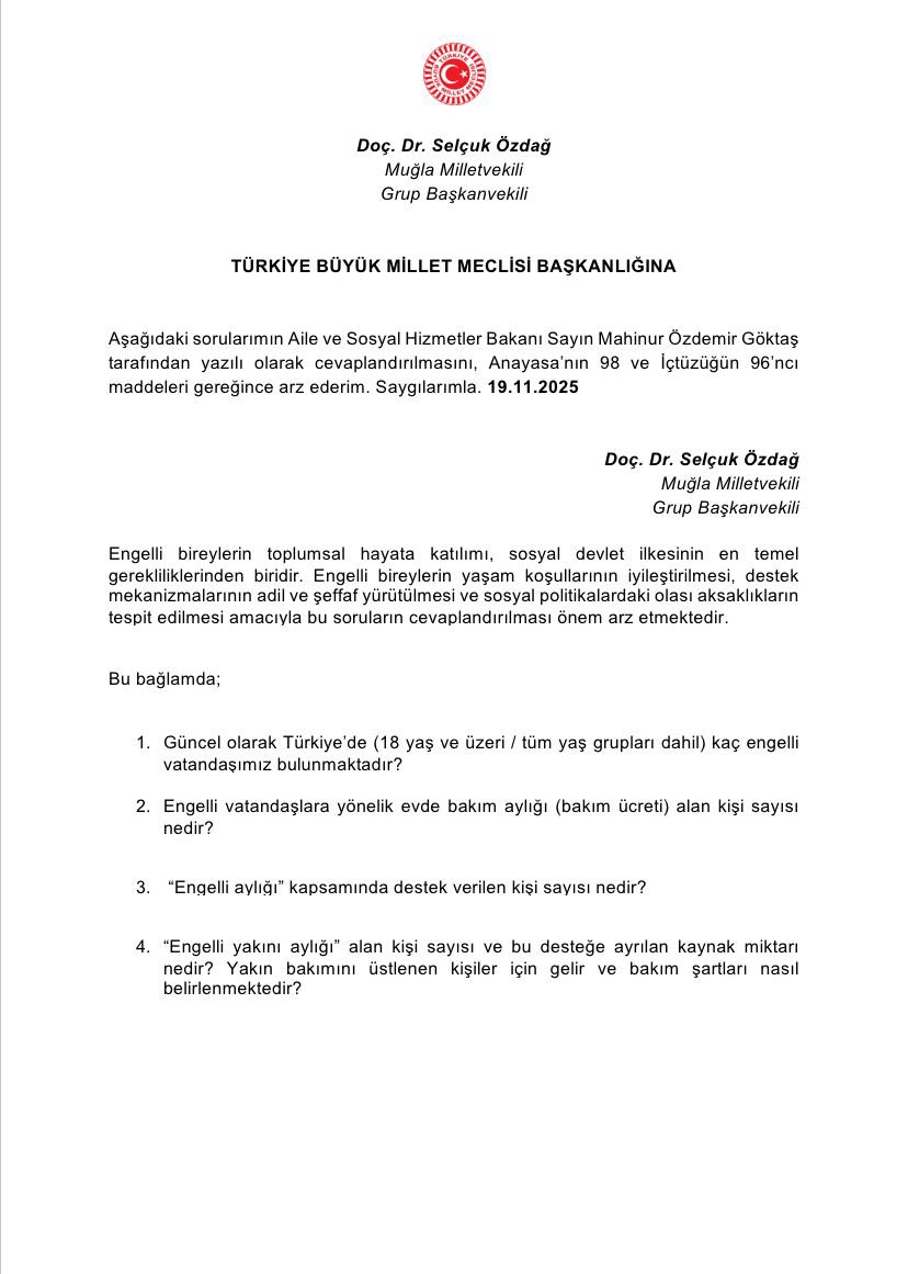 Engelli bireylerin toplumsal hayata katılımı, sosyal devlet ilkesinin en temel gerekliliklerinden biridir. Engelli bireylerin yaşam koşullarının iyileştirilmesi, destek mekanizmalarının adil ve şeffaf yürütülmesi ve sosyal politikalardaki olası aksaklıkların tespit edilmesi