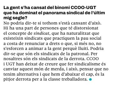 🗣️ Entrevista imprescindible de llegir a Montse Sánchez, 🎙️ Secretària General de la 🔴⚫ <a href="/CGTCatalunya/">CGT Catalunya 🚩🏴</a> al 🗞️ suplement de primavera de la 'Revista Catalunya' Força sindicat, ⤵️ descarregable a 

👇🏽👇🏽👇🏽

🔗directa.cat/app/uploads/20… via 🌐 <a href="/La_Directa/">Directa</a>