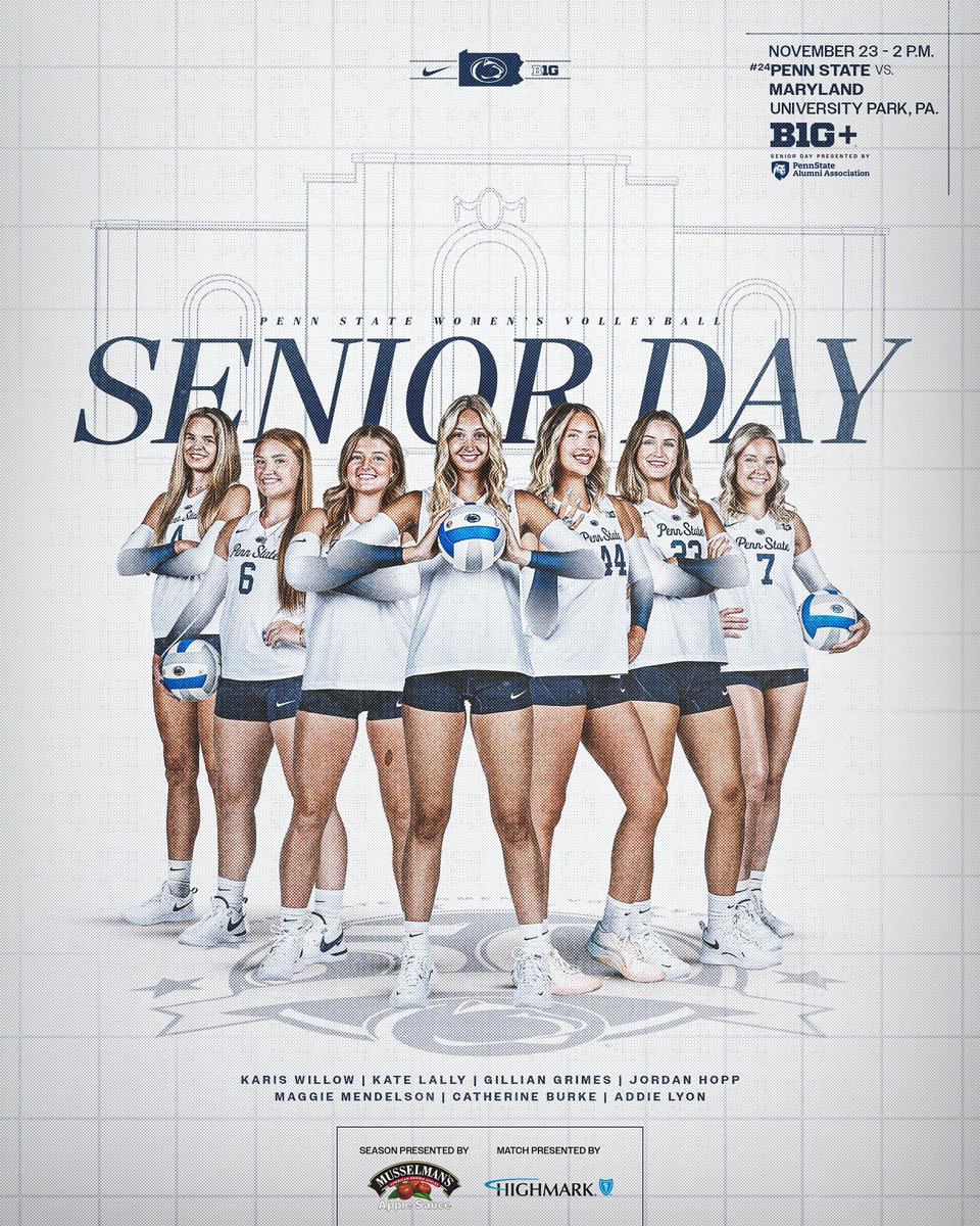 PennStateVBALL's tweet photo. 𝙎𝙚𝙣𝙞𝙤𝙧 𝘿𝙖𝙮 𝙖𝙩 𝙍𝙚𝙘 𝙃𝙖𝙡𝙡 

🆚 Maryland
📍 University Park, Pa.
⌚️ 2 p.m.
📺 https://t.co/NOBL3bRtTB
📊 https://t.co/8VTy8im7Az

#WeAre | @PennStateAlums https://t.co/W777n9bG0k