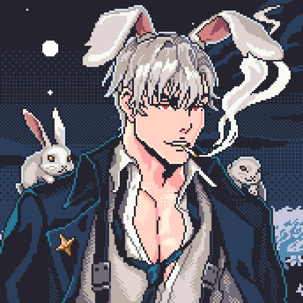 YokaiSyndicate's tweet image. Some Elders rise through fear
Others through fire

But one walks with chaos in his smile

this 1/1 belongs to @bunnie0xeth 
No one knows his true form...

Whispers say he loves bunnies
And the creatures follow him like they know something we don’t

Another Elder revealed