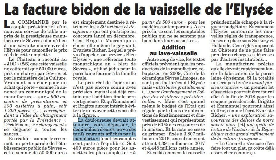 IvaMasson2030's tweet image. Le Canard Enchaîné révèle : la vaisselle de l’Élysée n’a pas coûté 50 000€, mais plus de 520 000€ !   Dix fois plus que ce qu’annonçait la Présidence, une facture indécente payée par l’État.   Pendant qu’on serre la ceinture aux citoyens, le Château se gave de porcelaine dorée.