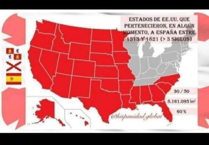 Estados que fueron parte de la Corona Hispánica en algún momento.X eso el supremacismo racista de Hollywood que atenta gravemente contra los hispanos,Para justificar la discriminación,destierro o genocidio de 1 grupo lo llaman subhumano.1 hispano que conoce su hª tiene autoestima