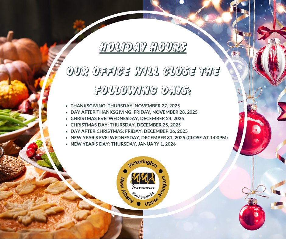 MMAInsuranceOH's tweet photo. The holiday season is upon us. Our office hours have been posted. https://t.co/RxhfjkqbZB