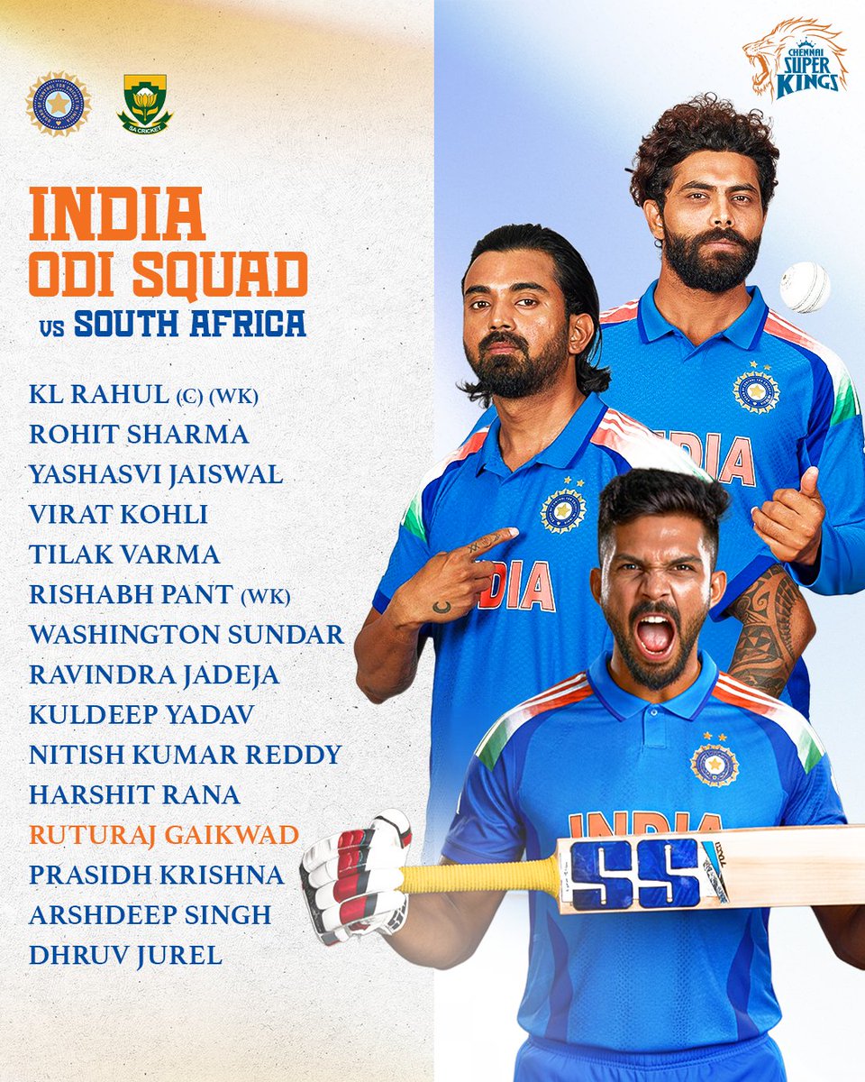 ChennaiIPL's tweet image. Next mission ➡️ ODIs 💪🏻🇮🇳
Our lion Rutu is back in blue! 🦁

#WhistlePodu #INDvSA