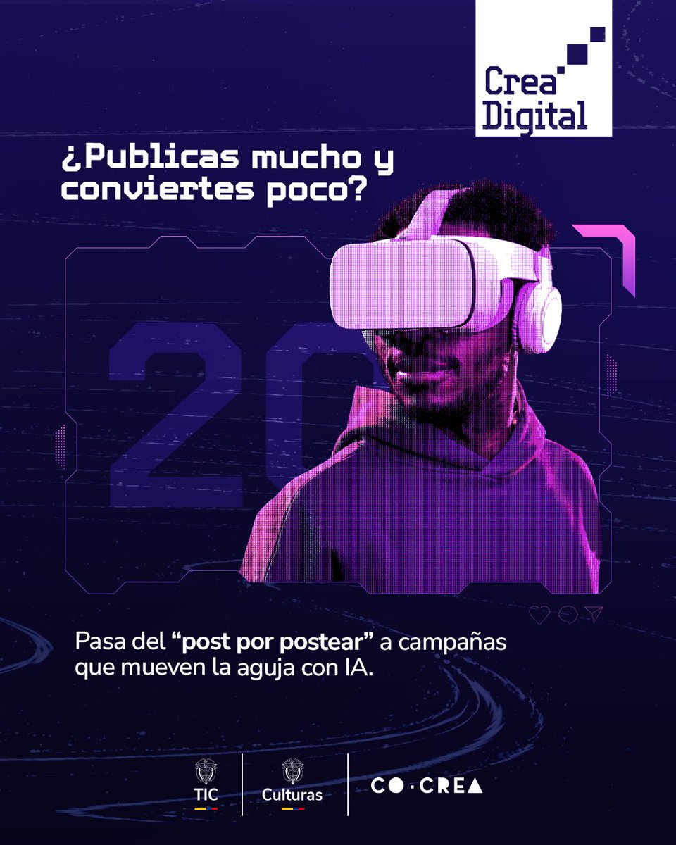 CarinaMurciaY's tweet image. Invitamos a las colombianas y colombianos que quieren contar mejores historias a sumarse a #CreaDigital. Aquí aprenderán a crear mini-campañas con IA, usar formatos efectivos y medir lo que realmente importa.

Inscríbanse aquí: forms.office.com/r/ZDZm1u0DTg
