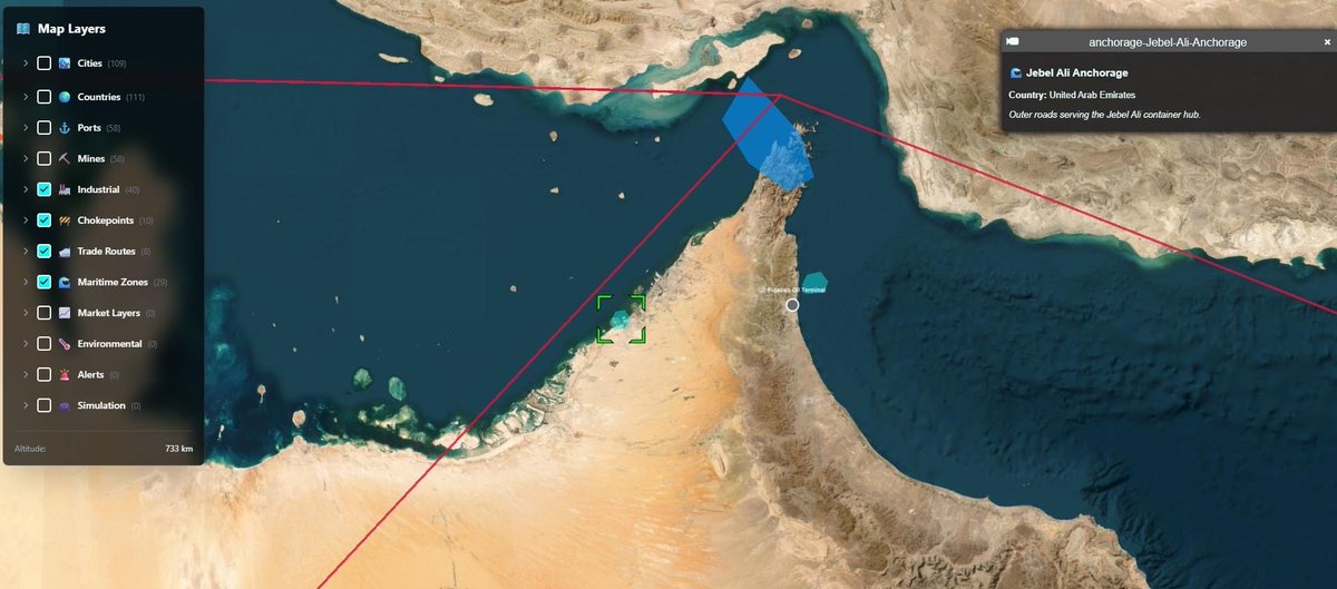GARIworldwide's tweet photo. GARI doesn’t guess, it knows.
Real-time chokepoints, maritime zones, industrial hubs, and global trade routes mapped automatically.
This is the new standard for geopolitical intelligence. https://t.co/w7Vr4Kf4vd