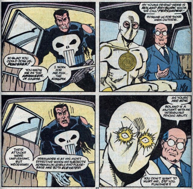 MimsTyson's tweet photo. @cosmic_marvel @DanielRPK It might be Persuader, he was featured in the Spiderman Tombstone book with Punisher. https://t.co/ay3AnEMrUG