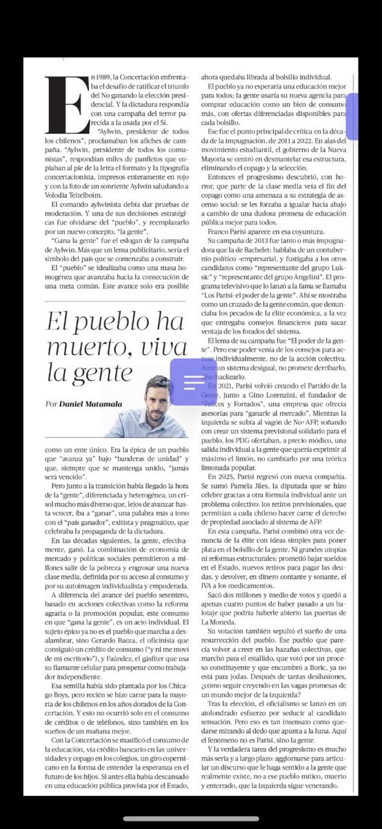 DMatamala's tweet image. El pueblo ha muerto, viva la gente