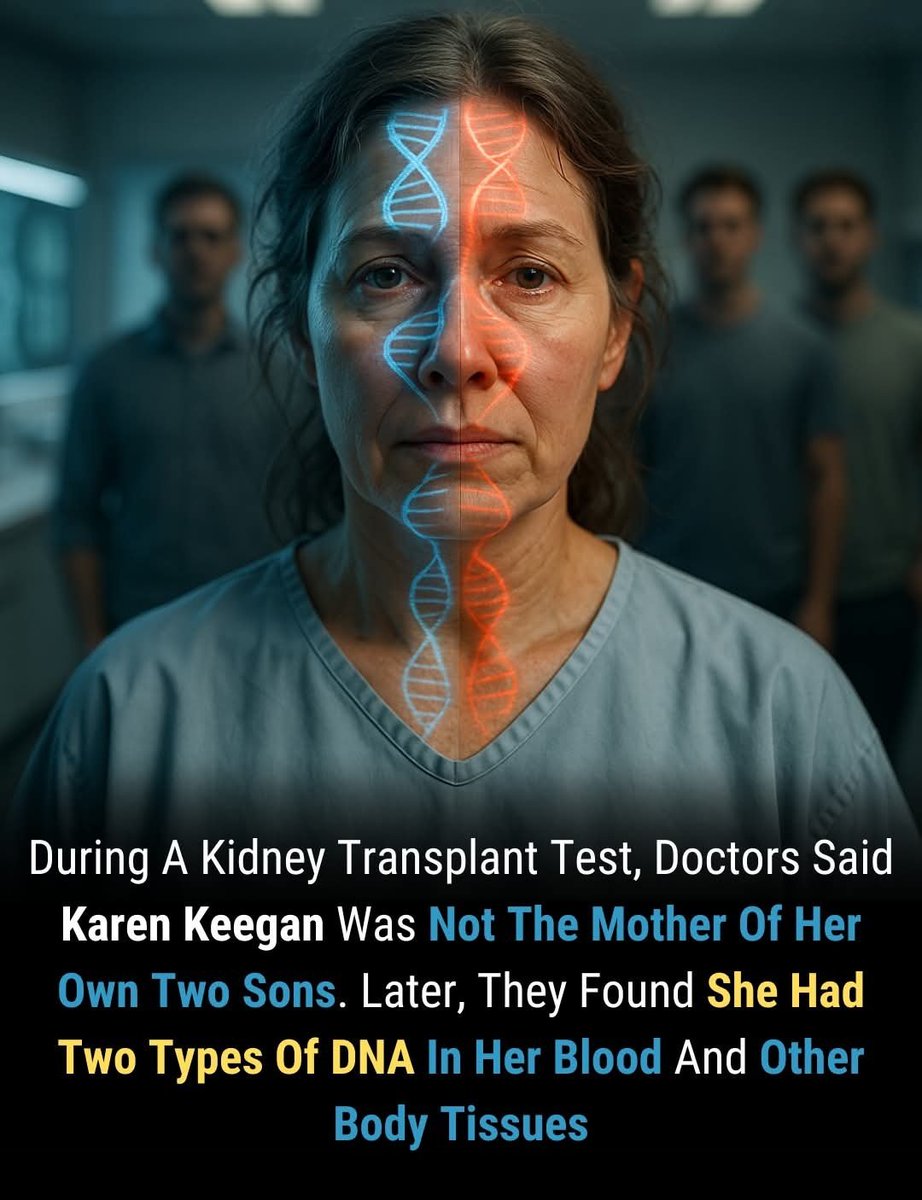 ShiningScience's tweet image. 🧬 The Woman Who Was Her Own Twin: The DNA Mystery That Shook Science

Imagine taking a DNA test and being told you’re not the mother of your own children. That’s exactly what happened to 52-year-old Boston woman Karen Keegan, whose case became one of the most baffling stories in…