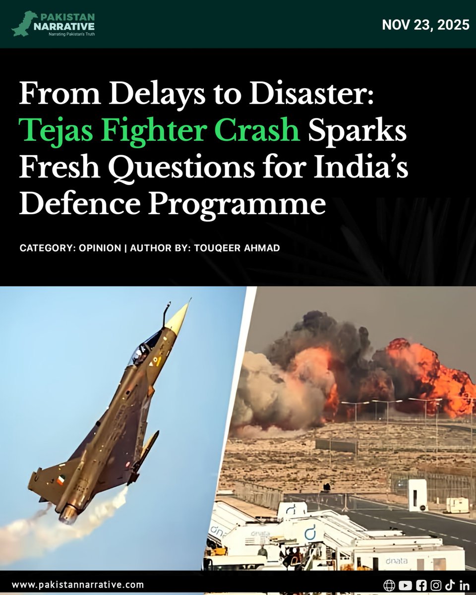 The Tejas fighter crash at the Dubai Air Show has once again exposed the long shadow hanging over India’s LCA programme. A jet meant to symbolize self-reliance went down during a low-altitude manoeuvre, killing Wing Commander Namansh Syal and triggering fresh scrutiny of delays,
