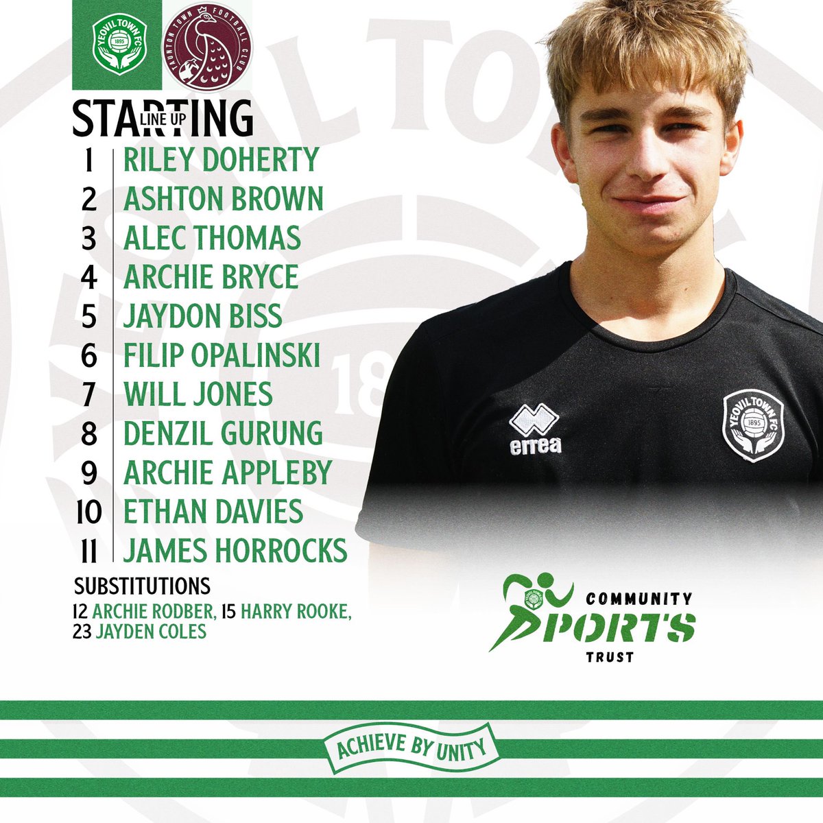 Team News 📝

Here's how the Young Glovers line up for this afternoon's Somerset County Cup fixture against Taunton Town. 

#YTFC 💚