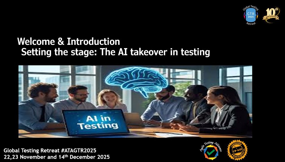 TestingRetreat's tweet image. Setting the stage for the AI takeover in testing, highlighting how AI is reshaping the future of QA.
#ATAGTR2025 #10th_Edition #VIRTUALCONFDAYS #WSA
@AgileTAlliance
@adigindia
@rajputabhay017
@Tietoevry
@QAMENTOR1
@ISquareIT
@SelectorsHub
@TheTestChat
@WS_Audiology