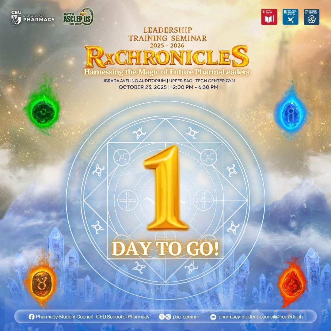 psc_ceumnl's tweet photo. ⏳ 𝟏 𝐃𝐀𝐘 𝐓𝐎 𝐆𝐎! ⚗️✨

 The wait is nearly over — tomorrow, the chronicles unfold! 📜

The summoning of every Pharma Sang’gre marks the era of stepping forward and embracing the magic of leadership. 🌿🔥💧💨

#LeadershipTrainingSeminar2526 
#PharmaSanggres
#PSC2526 https://t.co/qjF9pSu396