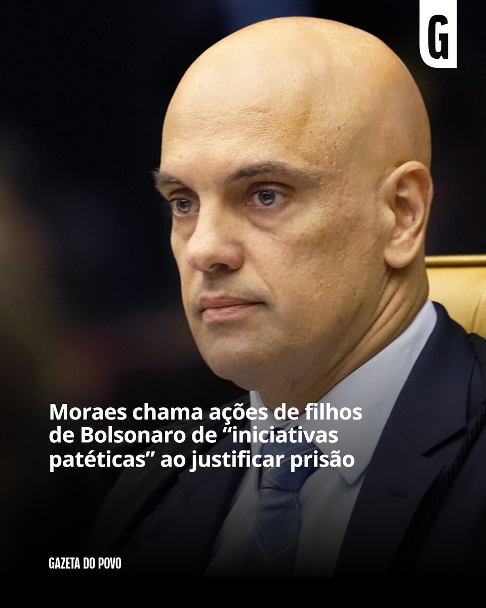 gazetadopovo's tweet image. Moraes critica filhos de Bolsonaro: ‘Iniciativas patéticas’ em favor do pai. Leia mais: mrf.lu/xJkm