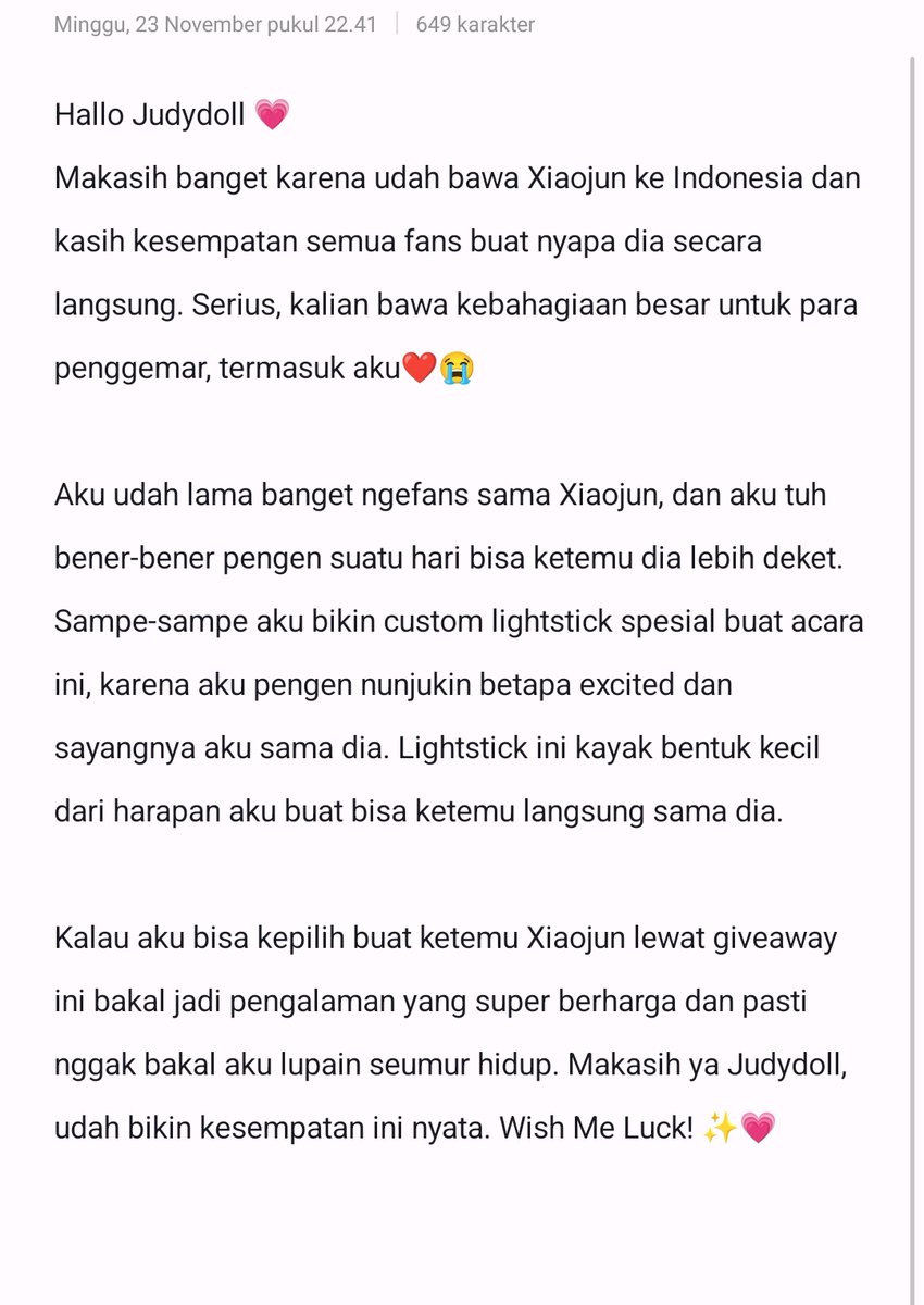 Its_Faraaaa's tweet photo. Ke pasar beli pita biru
Pulangnya malah beli donat dua
Hati ini udah penuh rindu
Semoga giveaway ini bawa aku ke Xiaojun juga~ 💗

Outfit Pink ✅
Custom LS Xiaojun × Judydoll ✅
Izin Emak Bapak ✅
Cuti Kerja ✅

Udah Siap Banget Ketemu Ayang 😭🤝 @Judydoll_ID

#XIAOJUNxJUDYDOLL https://t.co/hH5TrqPpoc