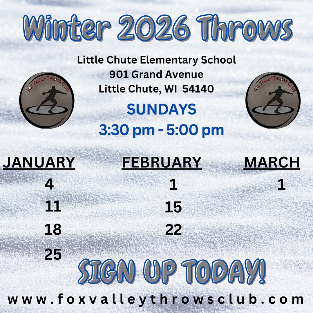 FoxValleyThrows's tweet image. Get a head start on your season!💥❄️
Sign up now for our Winter Throws Sessions — perfect for shot put &amp;amp; discus athletes looking to level up. Spots are limited… let’s get to work! 🔥💪
#foxvalleythrowsclub
#DBTC⛓
@WISTCA 
@frccathletics 
Sign Up Link 👇🏻

foxvalleythrowsclub.com