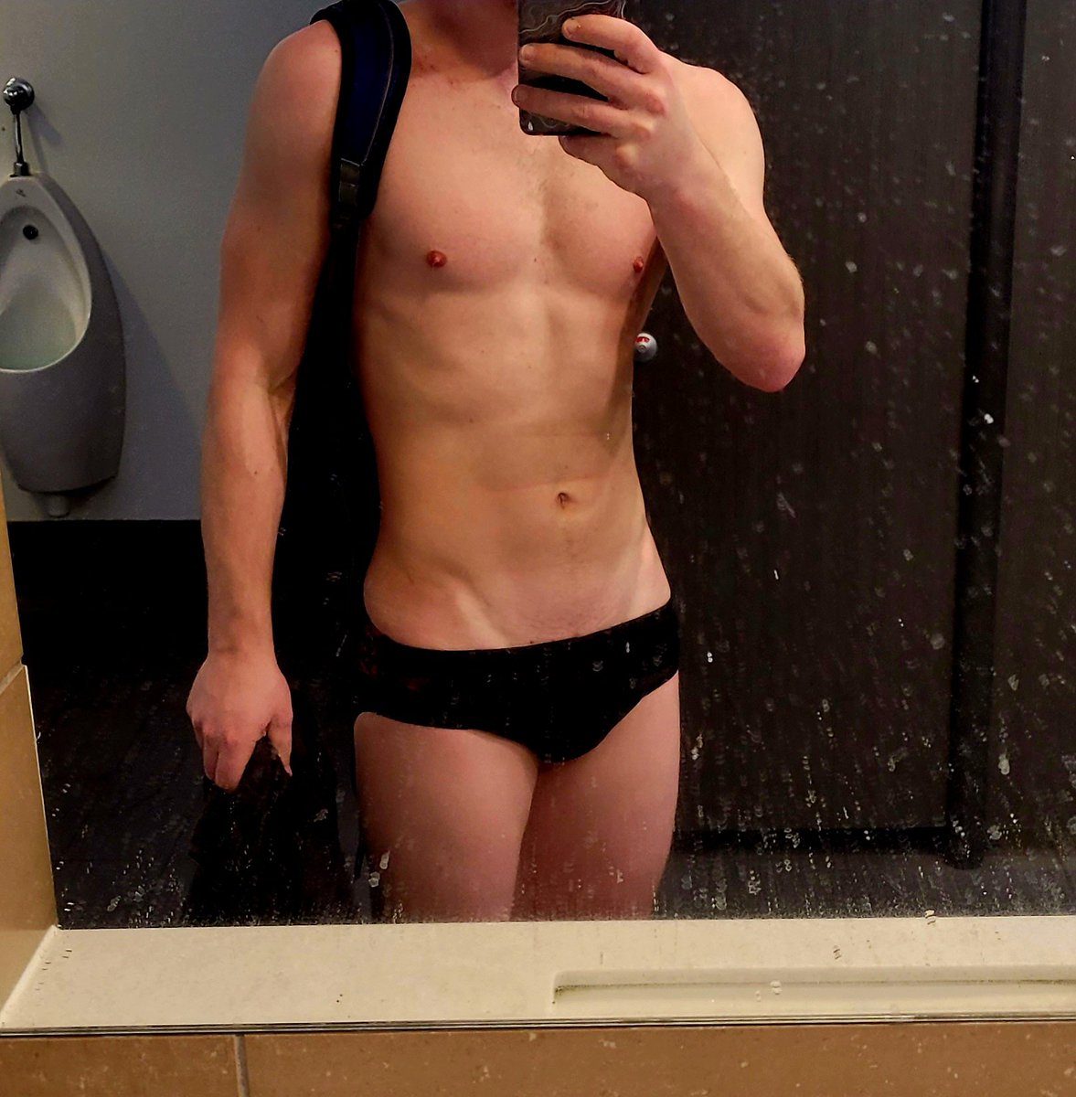 Post swim locker room pic in me black speedo 😁
