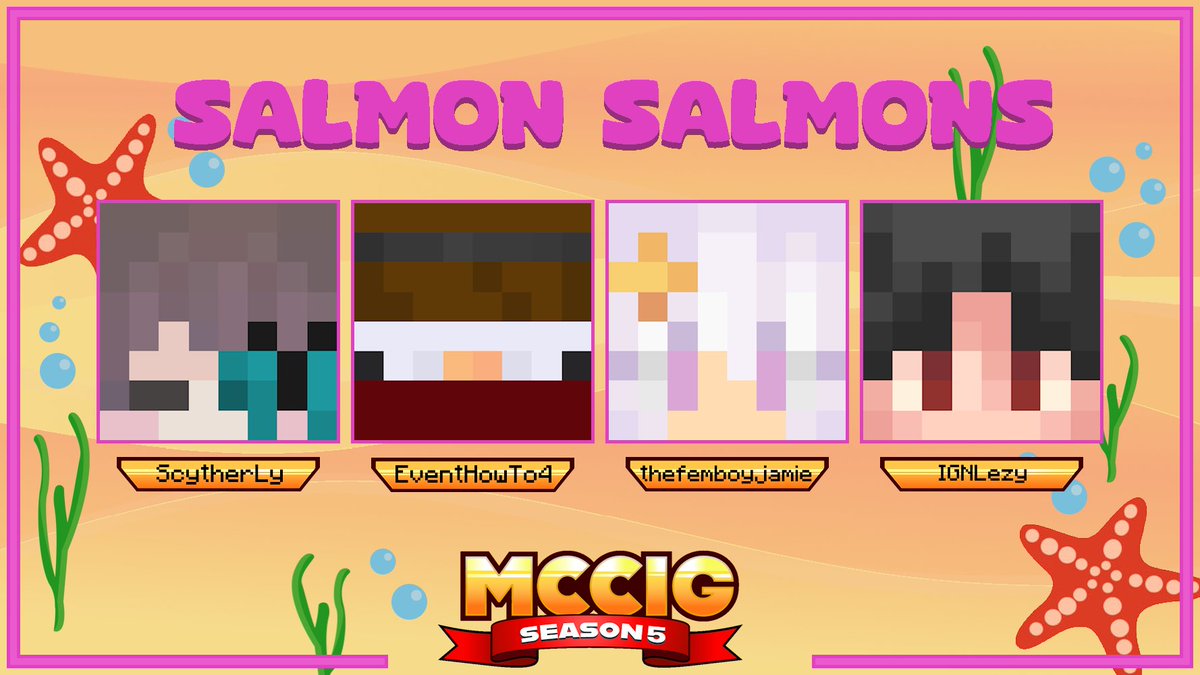mccigamers's tweet photo. Announcing the Salmon Salmons

ScytherLy, EventHowTo4, thefemboyjamie and IGNLezy

Watch them compete on December 6th at 7pm. https://t.co/EQiVfIblvj