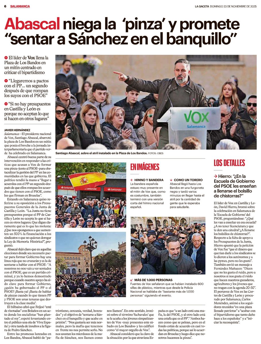 CarlosJSalgado's tweet image. En resumen: Abascal y sus súbditos vinieron a #Salamanca para hablar de cualquier cosa menos de los problemas de Salamanca. Sin propuestas.

Y de cómo tienen destrozado el partido en Salamanca ni mu. Quizá por eso trajeron gente de Valladolid, Palencia, Madrid, Valencia...