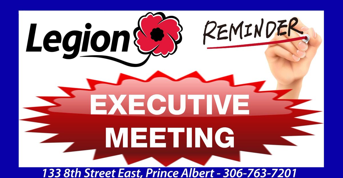 Reminder, the Executive Meeting is held at 6:00pm on the first Wednesday every month.
