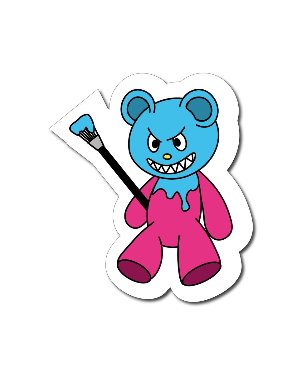 Shin_____D's tweet image. クマのステッカー
#イラスト
#デザイン