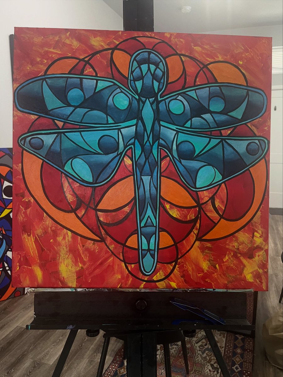 I just finished this piece the other day. #artist #painting #geometricart #dragonfly