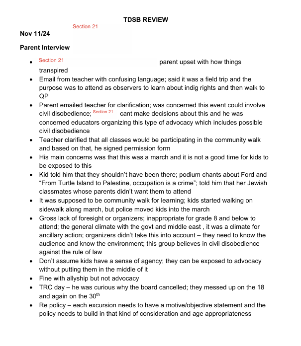 Another parent interview into the TDSB Grassy Narrows River Run field trip.