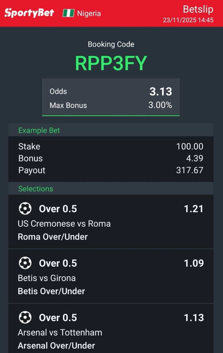 martinexfx's tweet image. Sportybet code