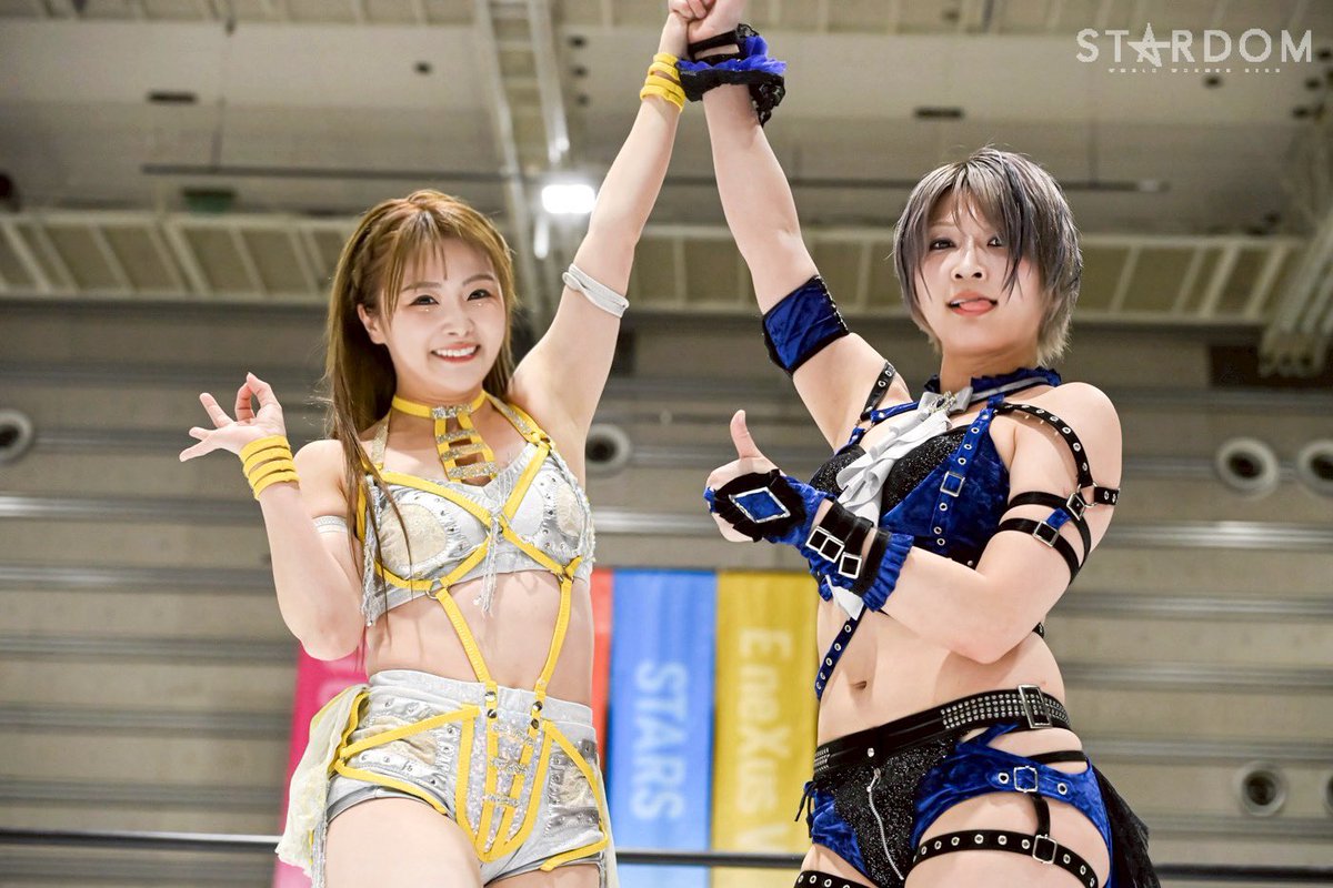 n_poi07's tweet image. 負けなし8点目🖐️🤟

梨杏が日に日に強くなっていく✨
去年のタッグリーグで当たった2人とは、まるで人が違った💛

今年は10周年yearだし、
優勝して...あの賞も狙いたいっ🏆🤝
ねっ、サオリ！
#なつあんどさおりー