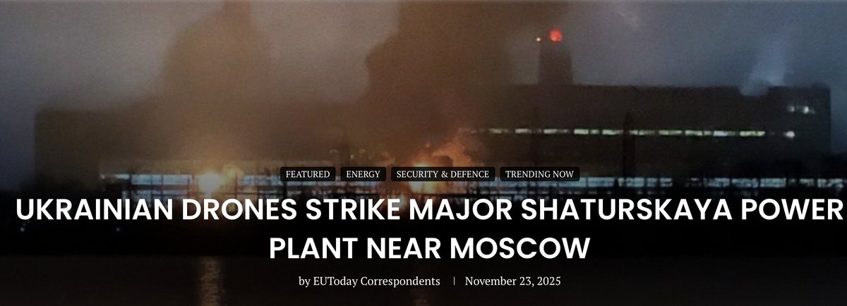 DefMattersEU's tweet image. A major fire broke out at the Shaturskaya State District Power Plant in the Moscow region on Sunday after what local authorities said was a Ukrainian drone attack, in one of the deepest confirmed strikes on Russia’s power infrastructure.
#DefenceMatters
eutoday.net/ukrainian-dron…