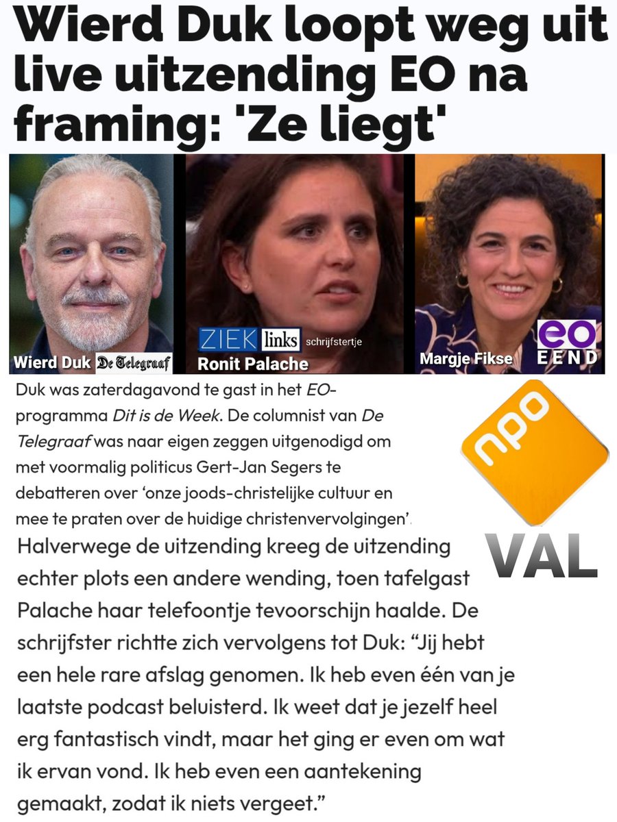 VOORBEELD. Je komt in een programma als Studio Voetbal om over Ajax te praten. Midden in het programma begint een doorgedraaide feeks echter ineens over de in haar ogen foute kleur van je badkamertegeltjes. Dan loop je idd. gewoon weg. Logisch zou Cruijff zeggen. #wierdduk #EO