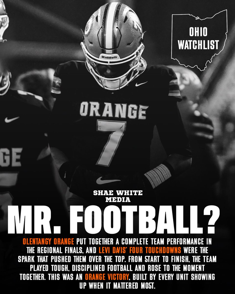 shaewhitemedia's tweet image. Levi Davis went off in the Regional Final vs Pickerington Central — totaling 4 touchdowns.
2 on the ground, 2 through the air, plus a breakaway run that got called back on a holding call. Big-time performance on a big-time stage.  @BradMaendler @kristopherdrew @levi_davis13…