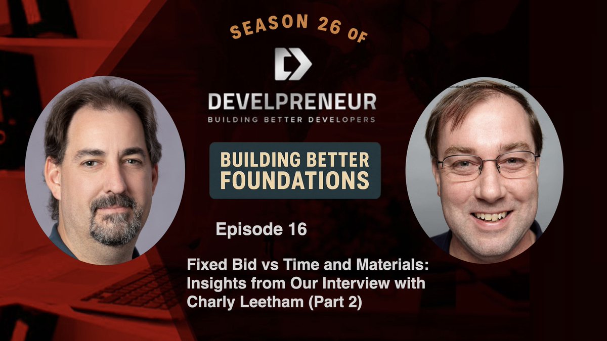 develpreneur's tweet image. Part 2 with Charly Leetham is up!
We explore fixed bid vs time and materials, hidden requirements, scoping challenges, and what fair pricing really looks like in development.

Watch here 👉 youtu.be/yxmv7VWk7gE
#FixedBidVsTimeAndMaterials #DevCommunity #Podcast