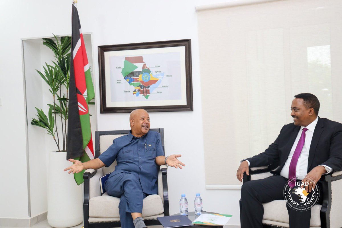 DrWorkneh's tweet image. Kenya, a founding member of IGAD, remains a strategic partner in all our endeavours. I hosted H.E. George Macgoye, Kenya’s Ambassador to Djibouti and accredited to IGAD, who paid me a courtesy call in Djibouti. 
We discussed the challenges facing the region and explored ways to…