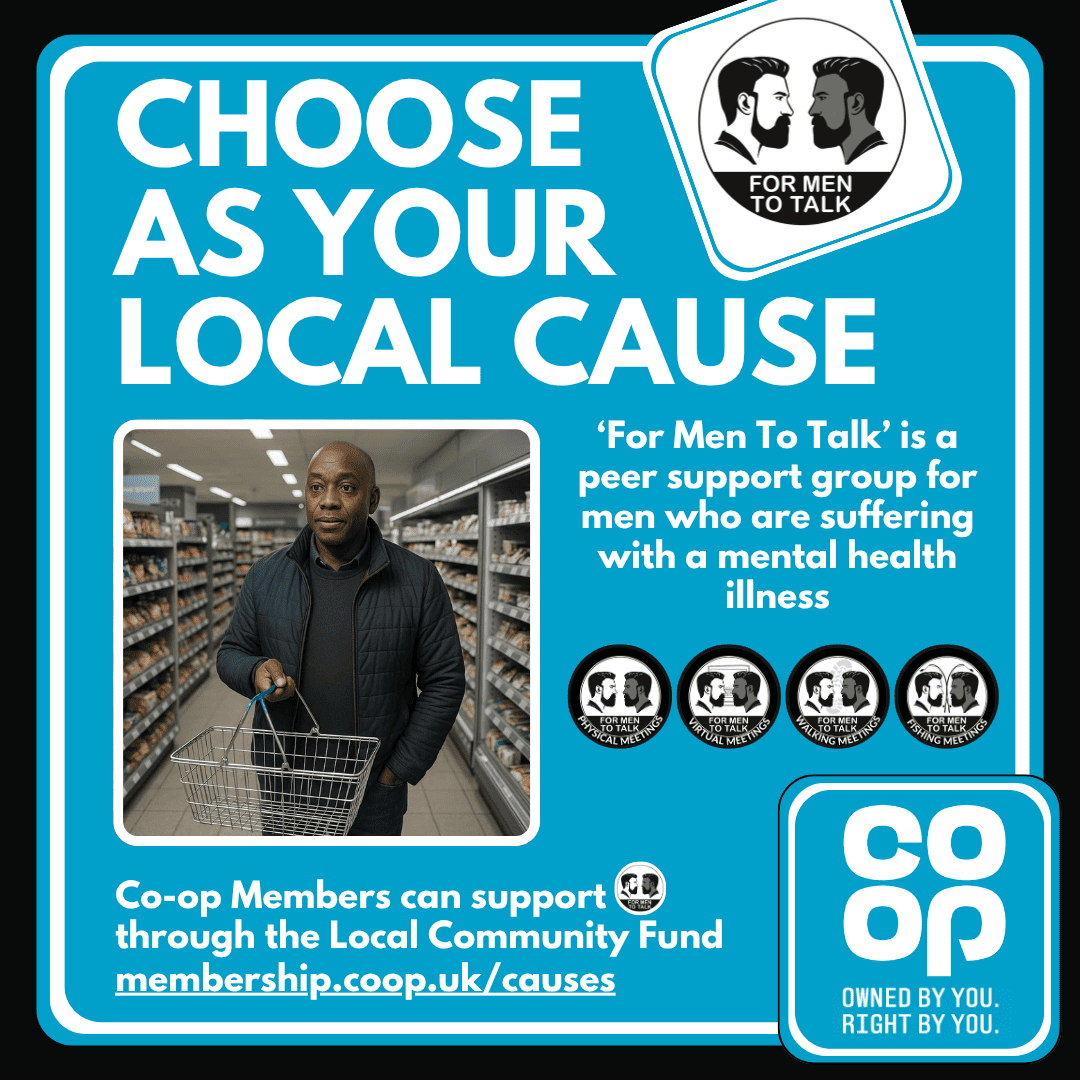 ForMenToTalk's tweet photo. Your @Coopuk membership means you can give back while you shop. Select @formentotalk as your cause. Visit https://t.co/rHujMEjIjG #mensmentalhealth #mentalhealth #coop #cooplocalcommunityfund #cooplocalcause #LocalCommunityFund https://t.co/UcZ4Y6LjFe