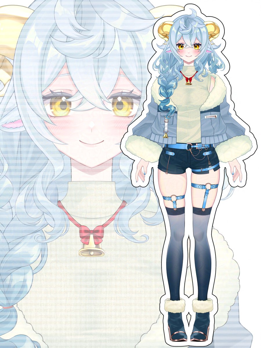 I designed an original character to practice making VTuber models!🐑🔔
#OC #Vtuber #characterdesign