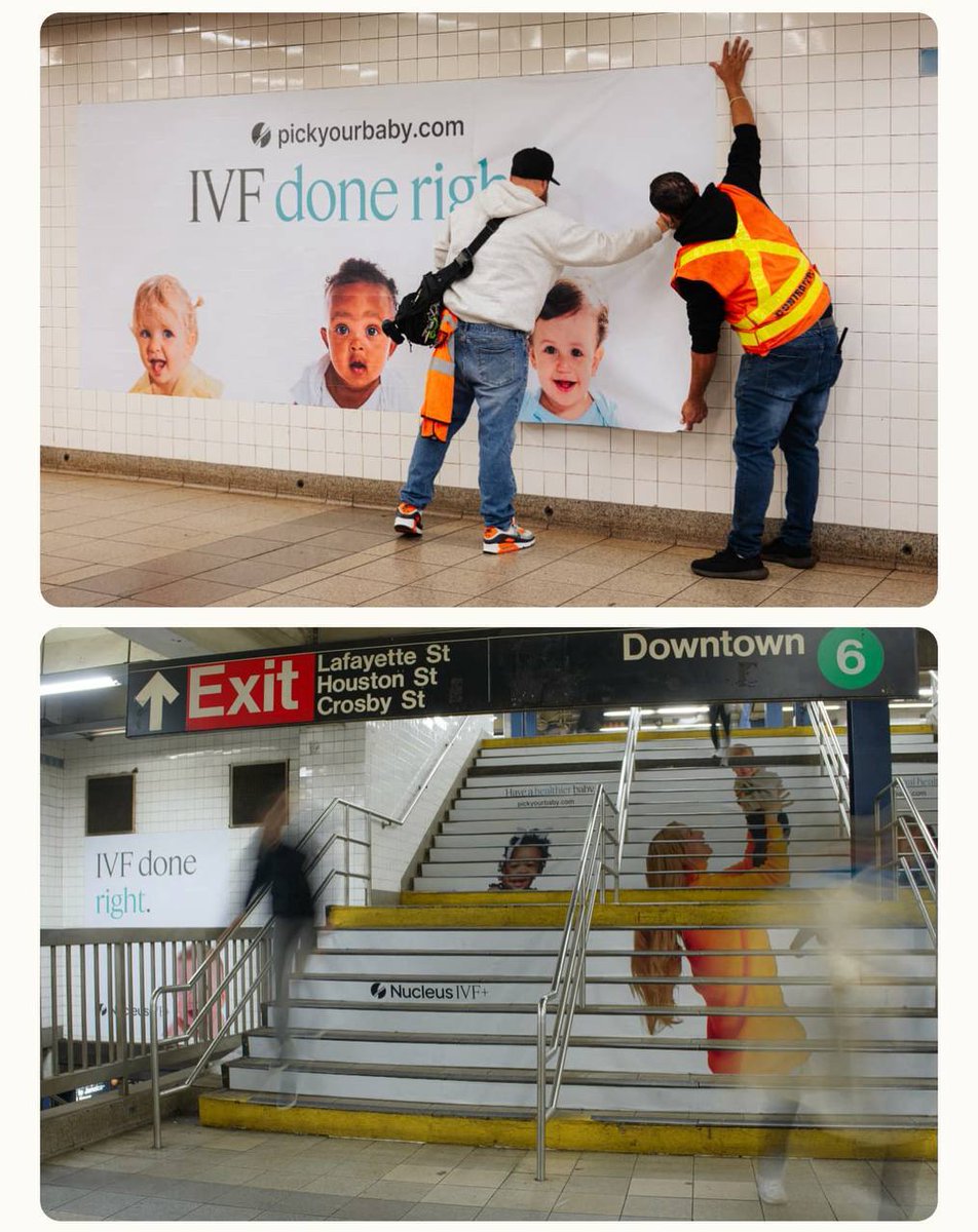 nexta_tv's tweet photo. 🤔 In New York, “designer babies” are being advertised for $29,999

New York is now plastered with ads from Nucleus — a startup offering parents the chance to choose an embryo based on a set of genetic traits.

Clients get a full catalog: appearance, disease risks, even eye color. After selection, the embryo is implanted into the uterus. The price tag: $29,999.

In essence, it’s genetic customization. The startup has faced criticism from the start for creating “designer babies”, but the campaign went viral: according to media reports, Nucleus’ sales have surged by 1700%.

Even Sydney Sweeney with her good genes is nervously smoking on the sidelines 😂