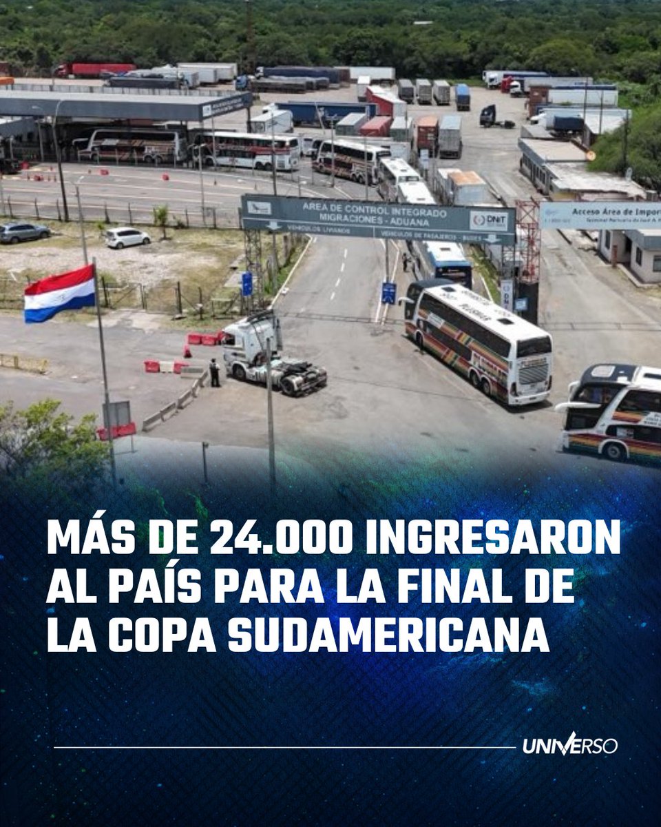 Universo970py's tweet image. #Nacionales | 🛃Más de 24.000 personas ingresaron al país para la final de la Copa Sudamericana

🇵🇾La Dirección de Migraciones registró la llegada de unos 24.023 visitantes del exterior para participar de la final de la Copa Sudamericana, disputada este sábado en el estadio…